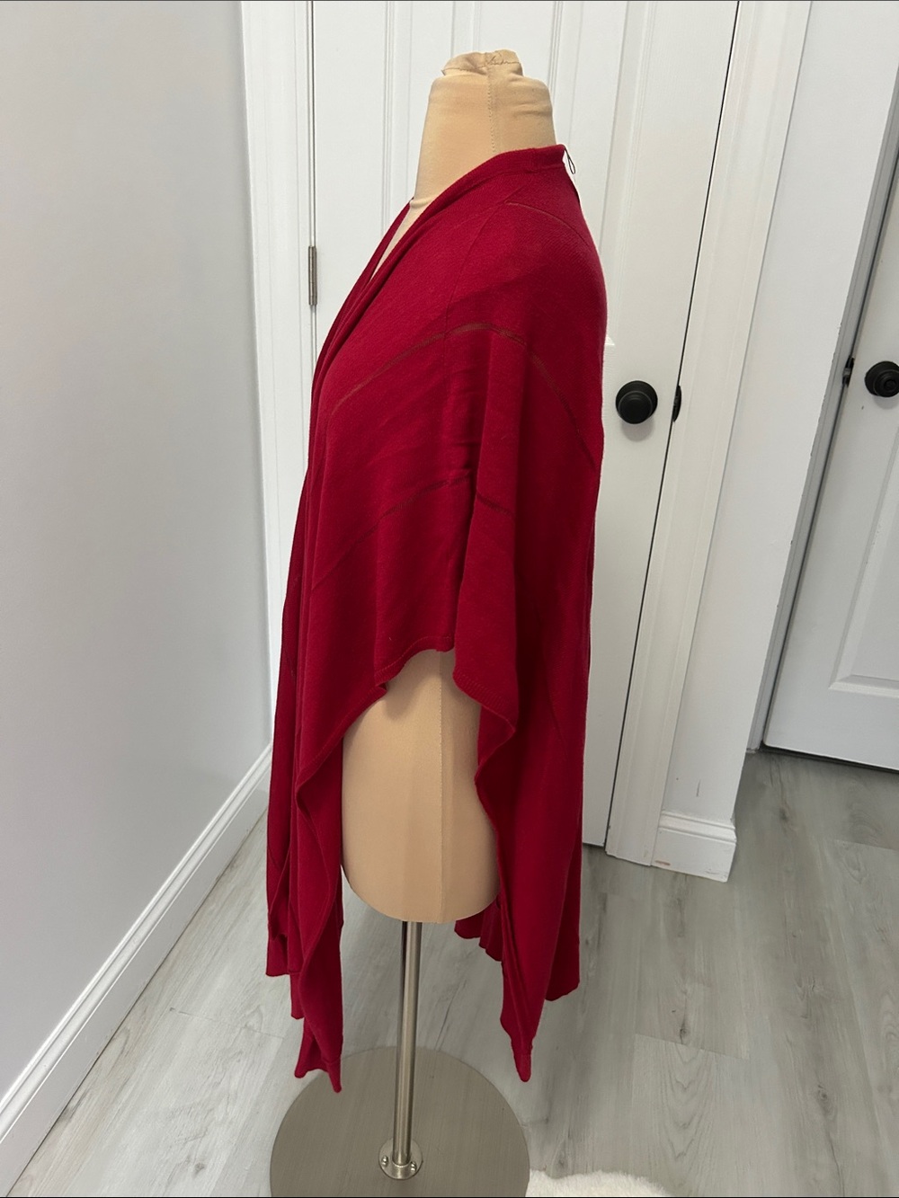 Chicos’s Shadow Stripe Ruana Renaissance Red - Picture 3 of 9